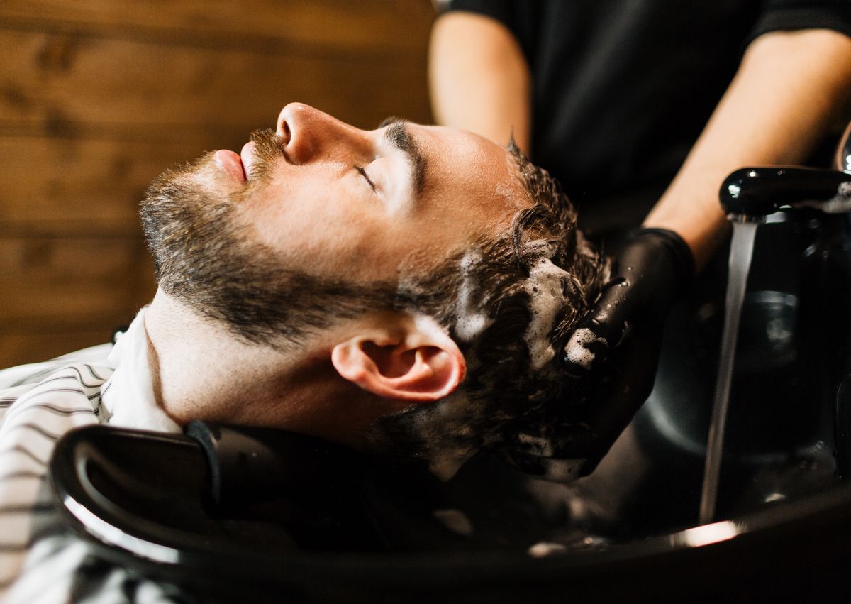 Warm premium barber shop interior